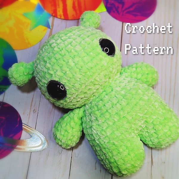 Space Alien Crochet Pattern, Crochet Alien Pattern, Amigurumi Alien, Crochet Tutorial, Amigurumi Tutorial