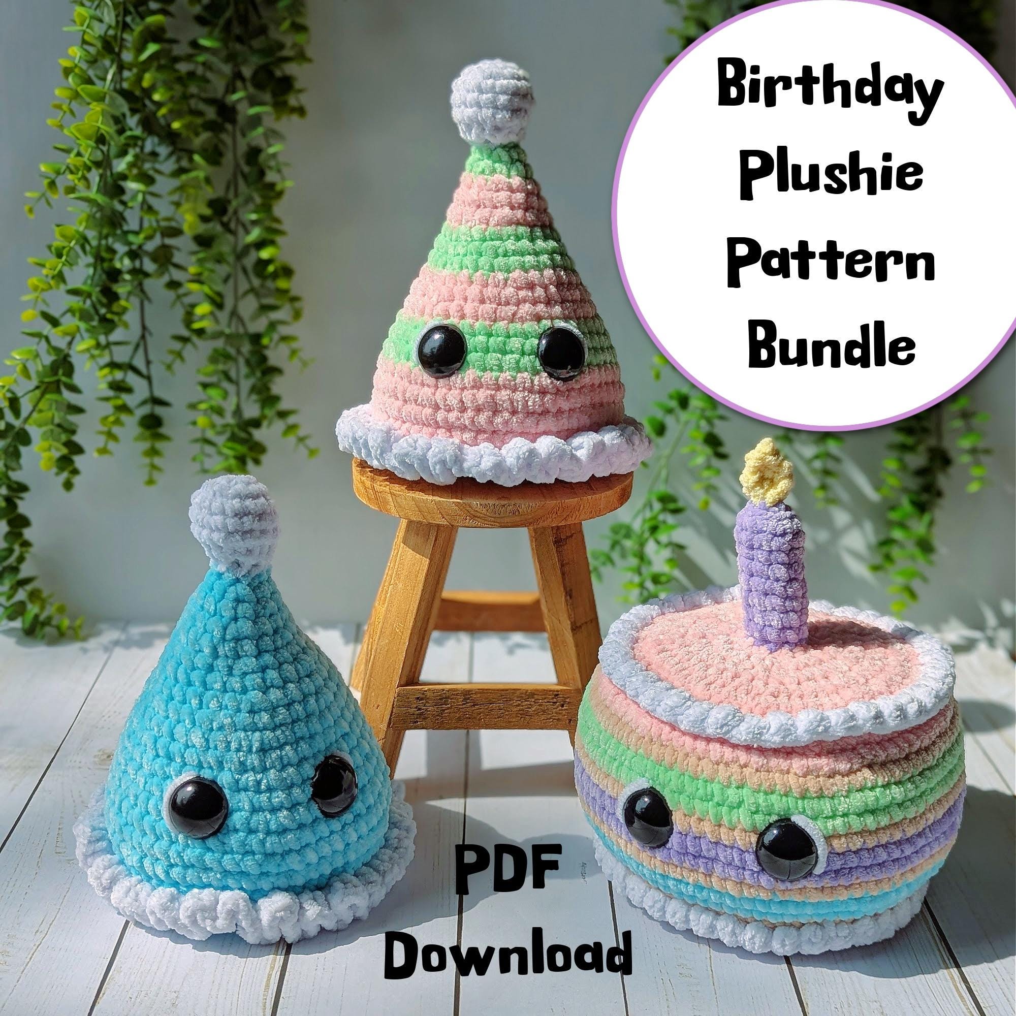 Geburtstag Plushie Häkelanleitung Bundle, Häkelanleitung, Amigurumi Cake, Plushie Häkelanleitung