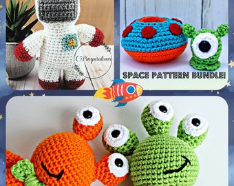 Space Crochet Pattern Bundle, Astronaut Crochet Pattern, Alien Crochet Pattern, UFO Crochet Pattern