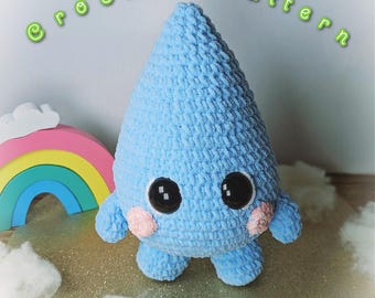 Dewey the Raindrop Plushie Häkelanleitung | Regentropfen Amigurumi Muster