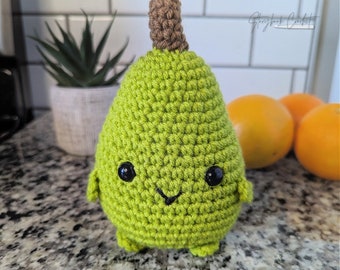 Crocheted Pear, Baby Shower Gift, Food Gift