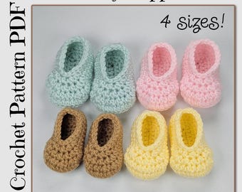 Molde de pantufas de crochê para bebê, modelo Storybook Basics, 4 tamanhos (molde em PDF)