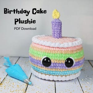 Birthday Cake Crochet Pattern, Crochet Pattern, Amigurumi Cake, Plushie Crochet Pattern