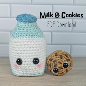 CROCHET PATTERN - Milk and Cookies Crochet Pattern - Food Amigurumi Pattern