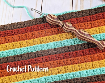 Striped Harvest Afghan Crochet Pattern, Crochet Afghan Pattern, Fall Crochet Pattern