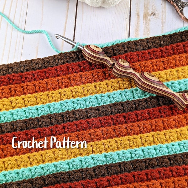 Striped Harvest Afghan Crochet Pattern, Crochet Afghan Pattern, Fall Crochet Pattern