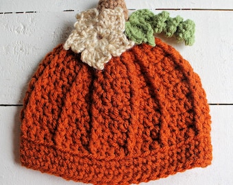 Crochet Pumpkin Hat, Baby Pumpkin Hat, Child Pumpkin Hat, Adult Pumpkin Hat