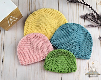 Patrón de gorro de bebé a crochet, terminología estadounidense (patrón en PDF)