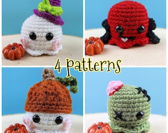 Tiny Ghost Crochet Patterns Bundle Pack/ Halloween Crochet Pattern