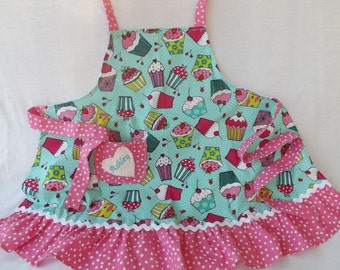Child's Apron in 5 designs, Toddler's Apron, Cupcake Apron, Ruffled Apron, Child's Cupcake Apron, Photo Prop, Play Kitchen Accessory