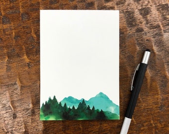 Green Watercolor Mountains Notepad