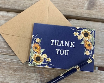 Rustic Thank You Cards, Rustic Sunflower Thank You Cards, Fall Thank You Cards, Western Thank You Cards - Set of 10