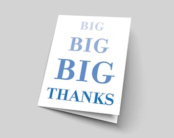 Big Thanks - Thank You Cards - Set of 10 Blank Cards With Envelopes