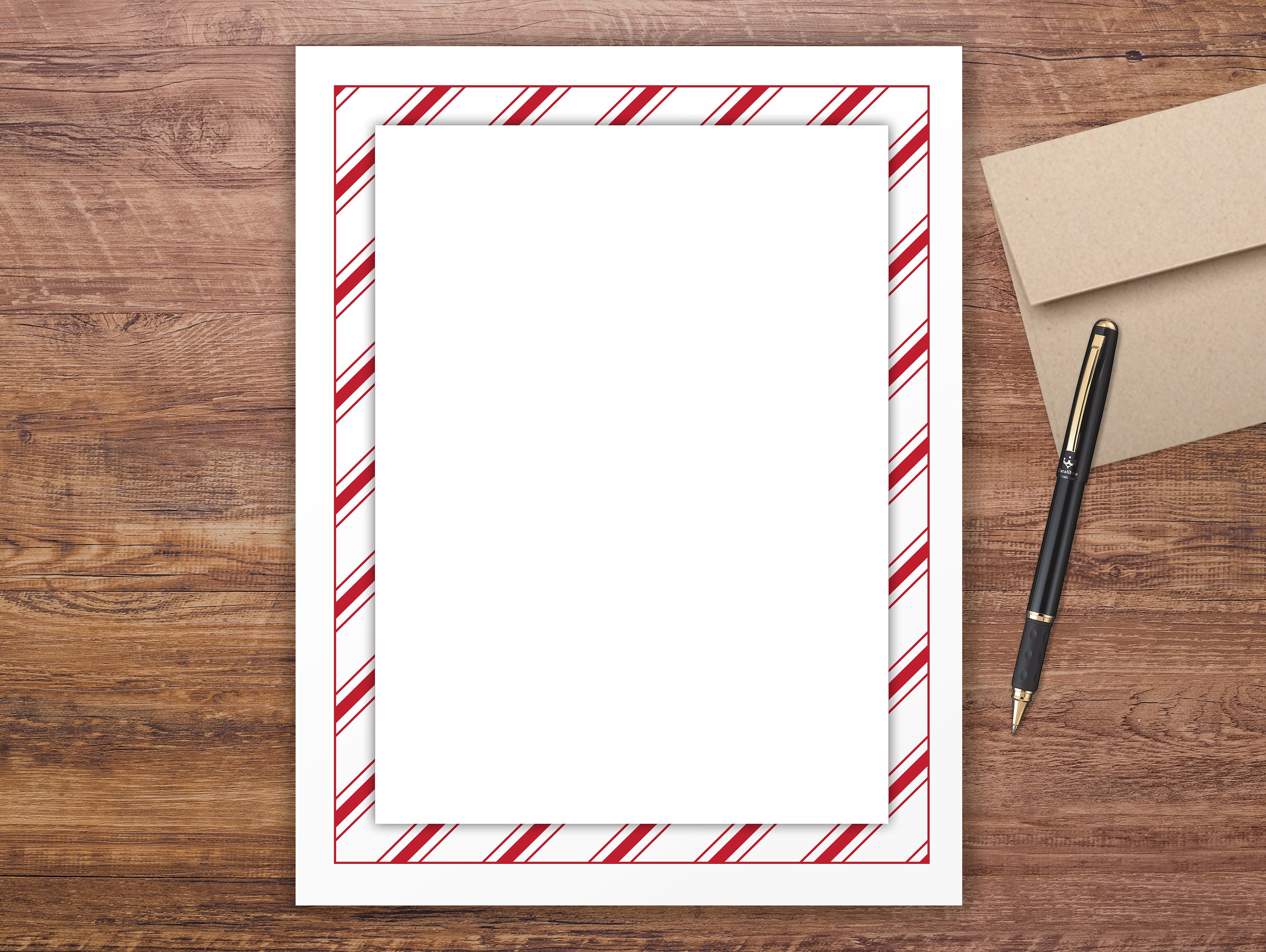 Candy Cane Border Stationery 8 1/2 X 11 Pack of 50 Sheets - Etsy