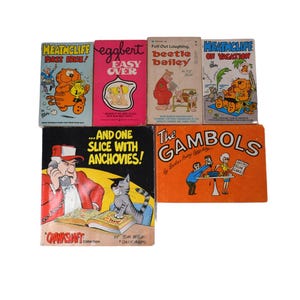 Vintage Paperback Comic Strip Book Lot: Beetle Bailey, Heathcliff, Crankshaft