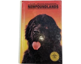 Newfoundlands by Kitty Drury & Bill Linn, 1990s canine care hardcover book, Newfoundlands care history feeding training, 0866226818