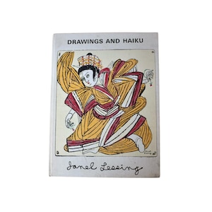Drawings and Haiku by Janel Lessing, vintage 1960s Japanese art and poetry book, black and white illustrations, Ankrum Gallery