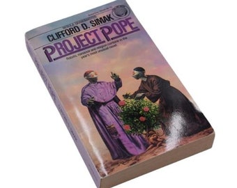 Project Pope by Clifford D. Simak, vintage 1980s Ballantine paperback science fiction novel, Rowena Morrill cover art, ISBN 0345291395