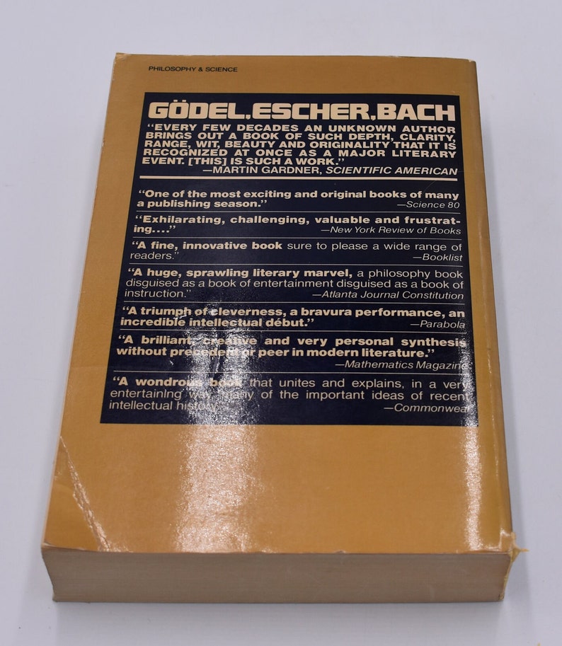 Godel, Escher, Bach: An Eternal Golden Braid by Douglas R. Hofstadter, fugue on minds & machines, 1980s philosophy / science paperback image 3