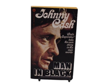 Man in Black by Johnny Cash, 1970s paperback biography, music history narrative, outlaw country