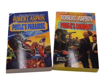 Lot of first two Phule's Company Books by Robert Asprin, Phule's Paradise,  90s paperback sci fi novels, Ace Books, author of the Mythbooks