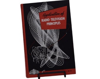 Application of Radio-Television Principles by Coyne, vtg 1960s atomic age hardcover manual,  retro red & black book cover