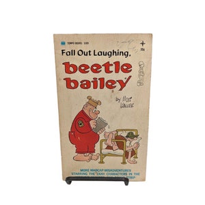 Fall Out Laughing, Beetle Bailey by Mort Walker, 1960s comic strip paperback book, military cartoon humor, Beetle Bailey comics, army jokes image 1