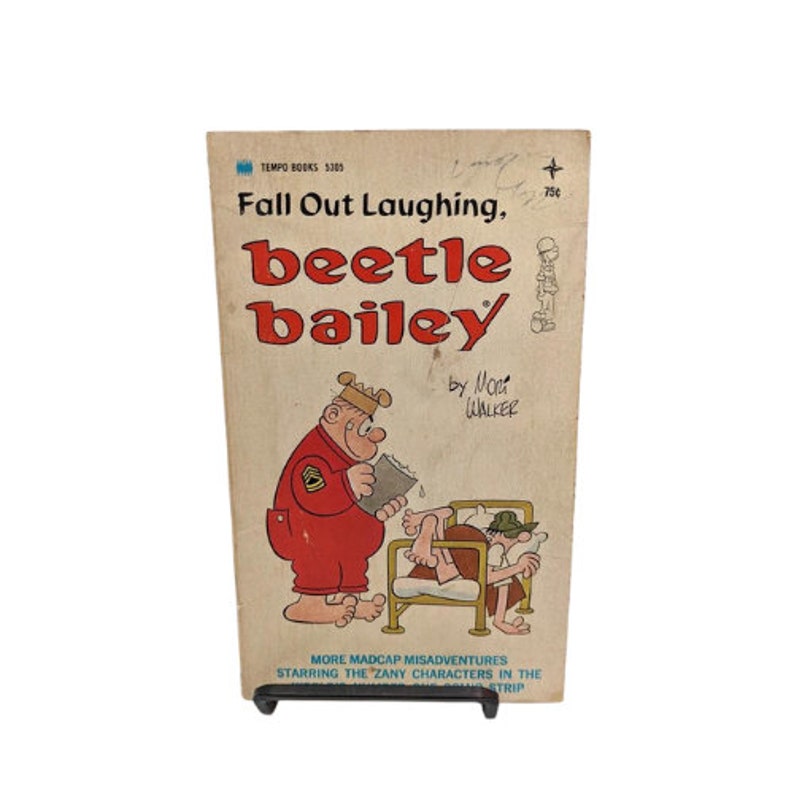 Fall Out Laughing, Beetle Bailey by Mort Walker, 1960s comic strip paperback book, military cartoon humor, Beetle Bailey comics, army jokes image 1