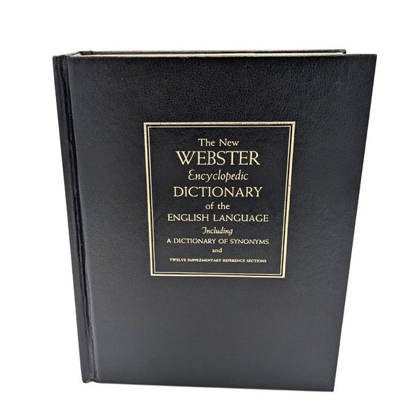 The New Webster Encyclopedic Dictionary of The English Language edited by Virginia Thatcher, decorative black & gold hardcover book, 1980 ed