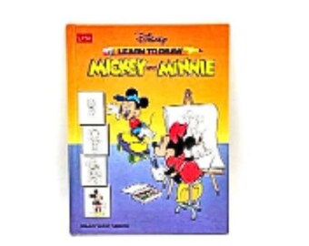 Disney's Learn to Draw Mickey & Minnie, 1990s Disneyana cartooning how-to guide, learn to draw Disney characters, Mickey Mouse, Minnie Mouse