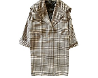 GIANNI VERSACE black and cream houndstooth coat vintage - size 44 Ital.