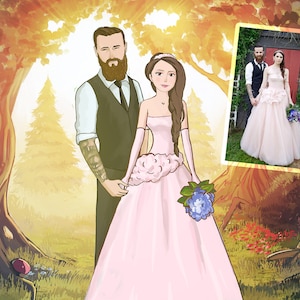 Custom Wedding Portrait, Wedding Portrait from your photos, Wedding Illustration, Portrait illustration, Wedding Gift, Anniversary Portrait