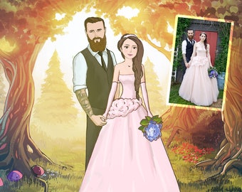 Custom Wedding Portrait, Wedding Portrait from your photos, Wedding Illustration, Portrait illustration, Wedding Gift, Anniversary Portrait