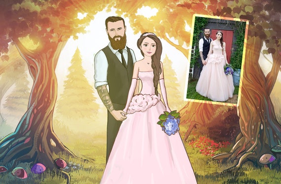 Custom Wedding Portrait, Wedding Portrait from your photos, Wedding Illustration, Portrait illustration, Wedding Gift, Anniversary Portrait