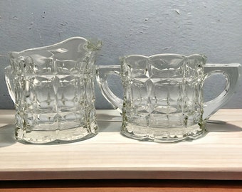 Vintage Constellation Grape Frosted Cream Pitcher and Sugar Bowl from Indiana Glass