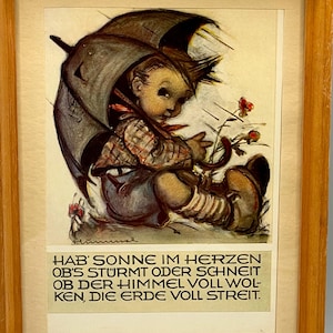 Gerahmte Hummel Umbrella Boy Postkarte im Rahmen