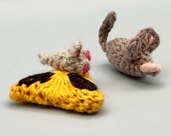 Crochet Mouse and Cheese Novelty Sweater Buttons