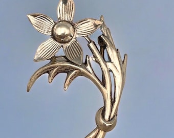 Lovely Sterling Silver Flower Brooch