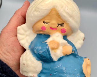 Mid Century Wax Angel with Lamb Candle