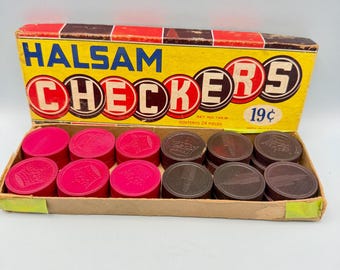 Vintage Wood Halsam Checkers Skyscraper Embossed Tiles: Complete Set Made in USA