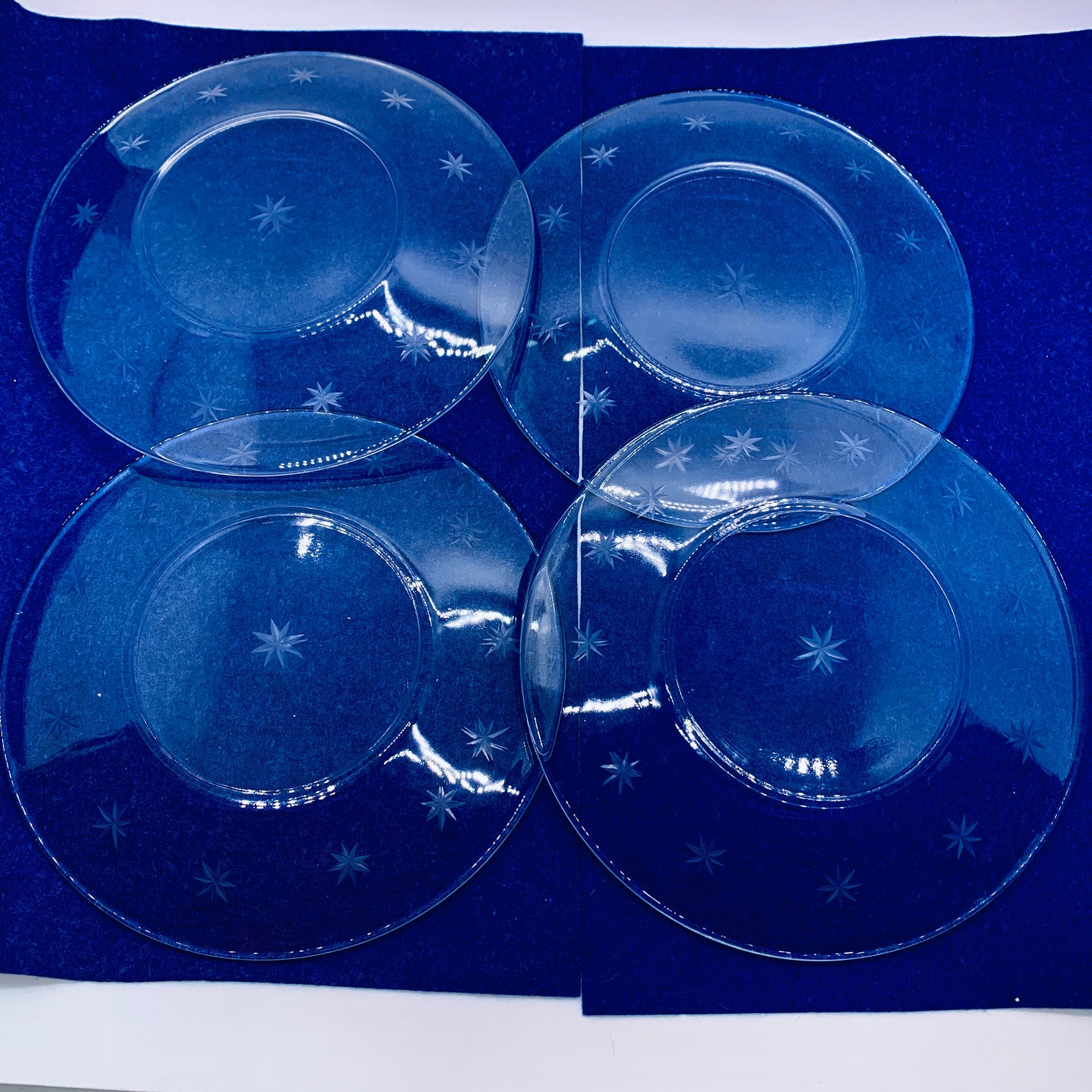 Vintage Clear Glass Dessert Plates Set of 4 Atomic Dishes Mid Etsy