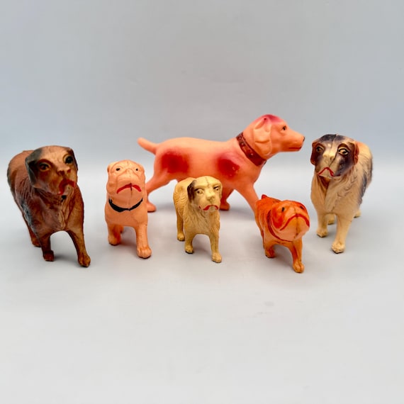 Vintage Celluloid Dogs: 6 Made in Japan Putz Farm Animals