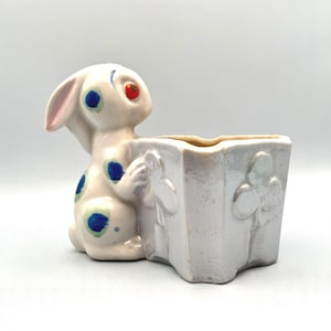 Blue Spotted Bunny Indoor Planter