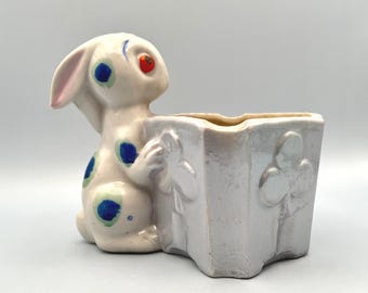 Blue Spotted Bunny Indoor Planter