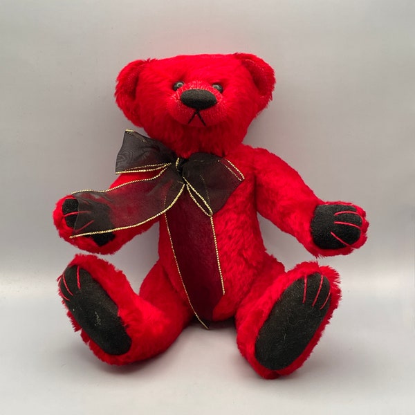Vintage Red Mohair Jointed Teddy Bear by Deb Canham