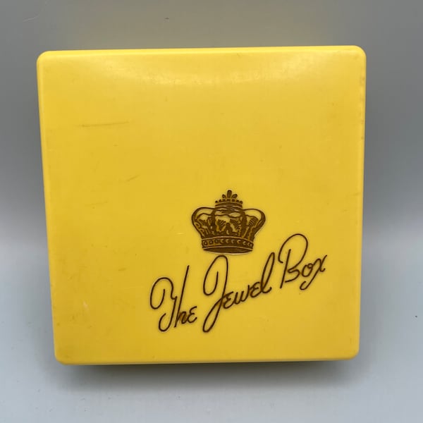 Vintage Empty Yellow Plastic Box, The Jewel Box