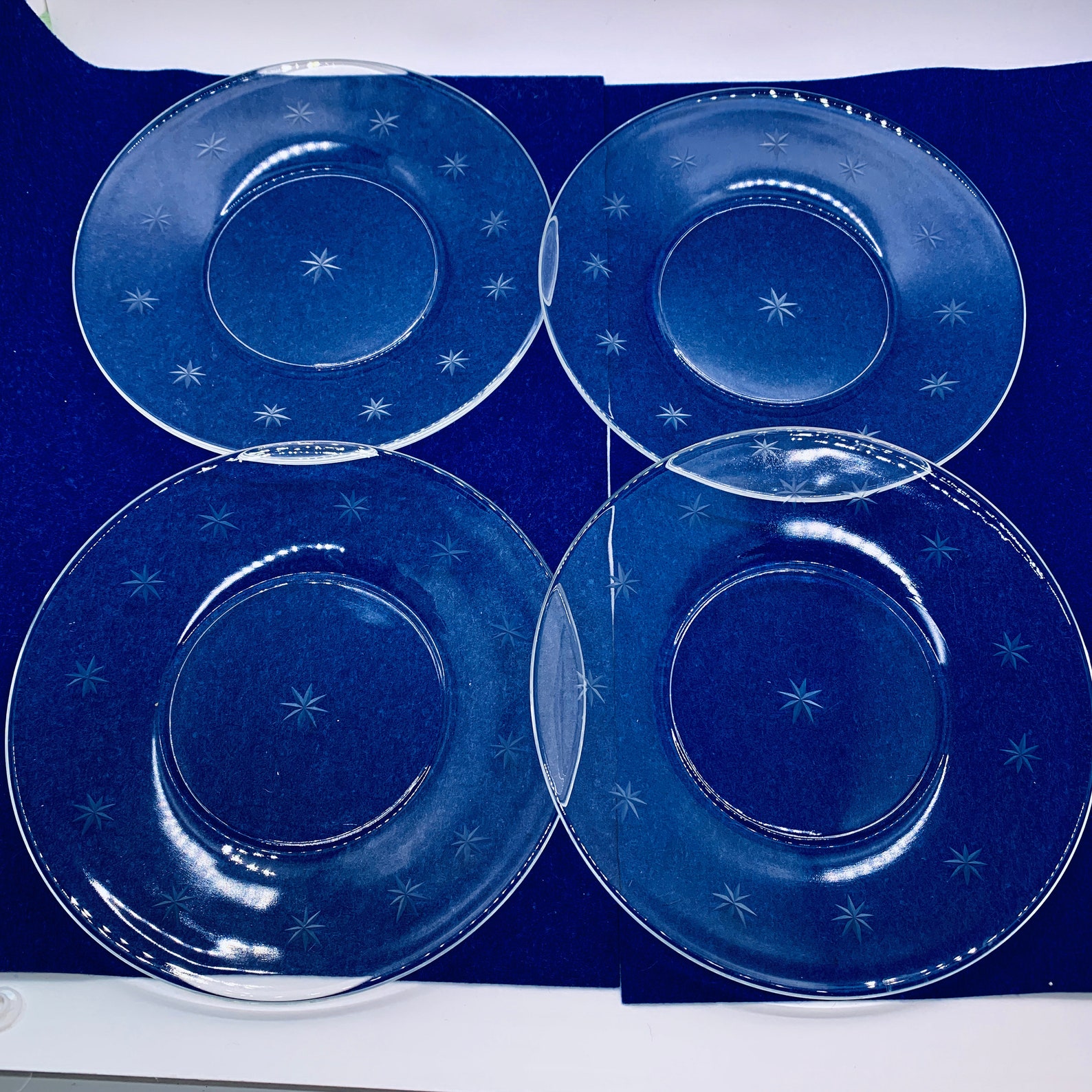 Vintage Clear Glass Dessert Plates Set of 4 Atomic Dishes Mid Etsy