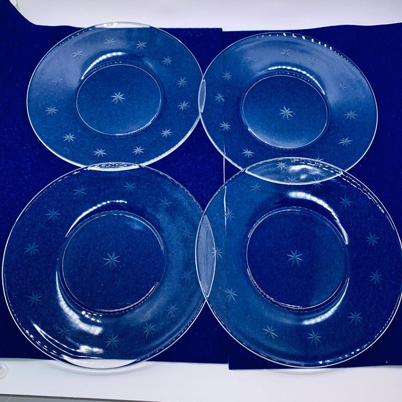 Vintage Clear Glass Dessert Plates Set of 4 Atomic Dishes Mid Etsy
