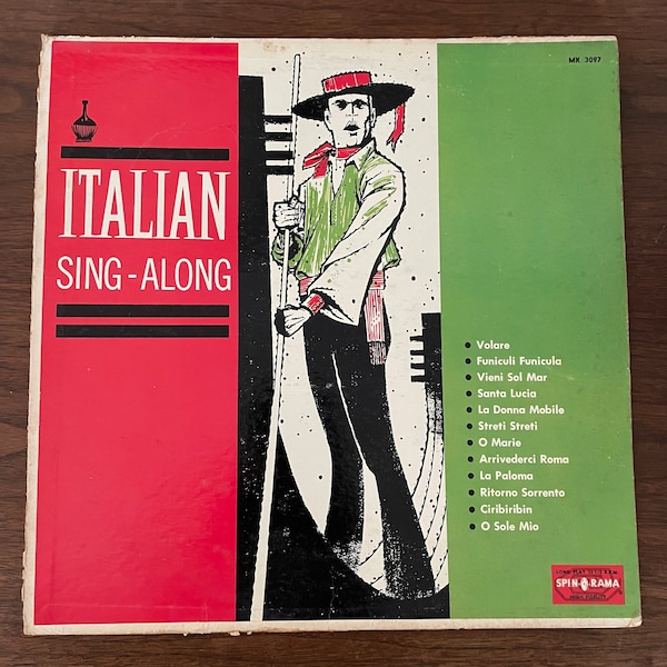 Vintage Italian Sing-Along Album, The Troubadours 33RPM Vinyl ALbum