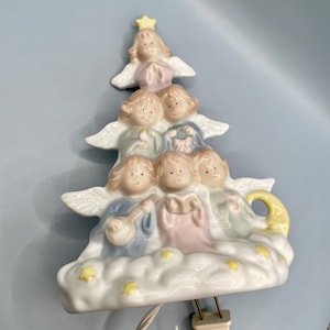 Ceramic Christmas Angel Choir Tree Night Light